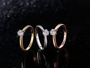 YANHUI Authentic 925 Sterling Silver Rings Round Zirconia Diamond Finger Rings for Women Wedding Original Silver Jewelry JZ040