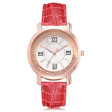 Set Auger Leather Stainless Steel Quartz Watch