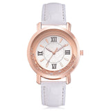 Set Auger Leather Stainless Steel Quartz Watch