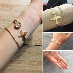 Gold Beautiful Airplane Bracelet