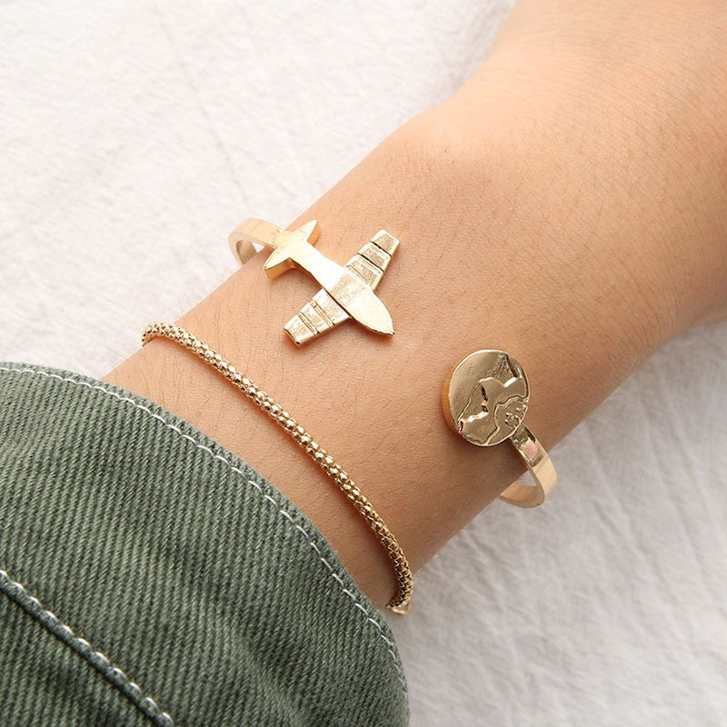 Gold Beautiful Airplane Bracelet