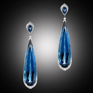 Long Earring Blue Artificial Cristal