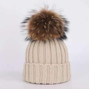 Autumn and winter women's knitted cotton hats