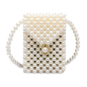 Women's Handmade Woven Pearl Bag