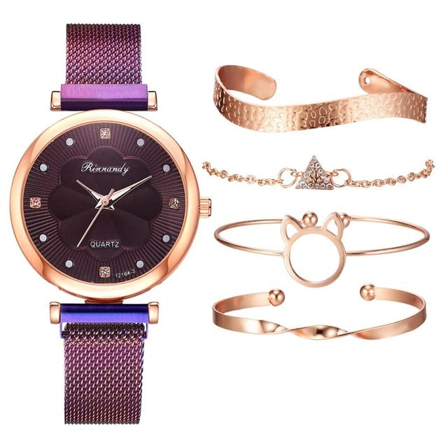 Fashion 5pcs Set Women Watches Luxury