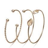 Statement  Round Leaves Spiral Bangles