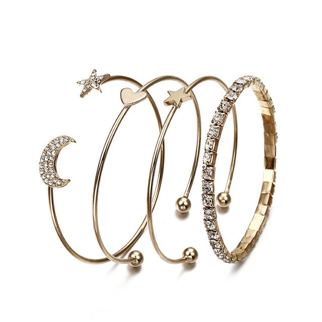 Statement  Round Leaves Spiral Bangles