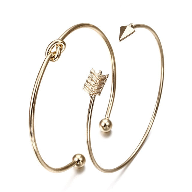 Statement  Round Leaves Spiral Bangles