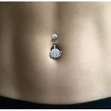 Surgical Steel with Opalite Center Claw Shape Navel