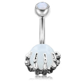 Surgical Steel with Opalite Center Claw Shape Navel